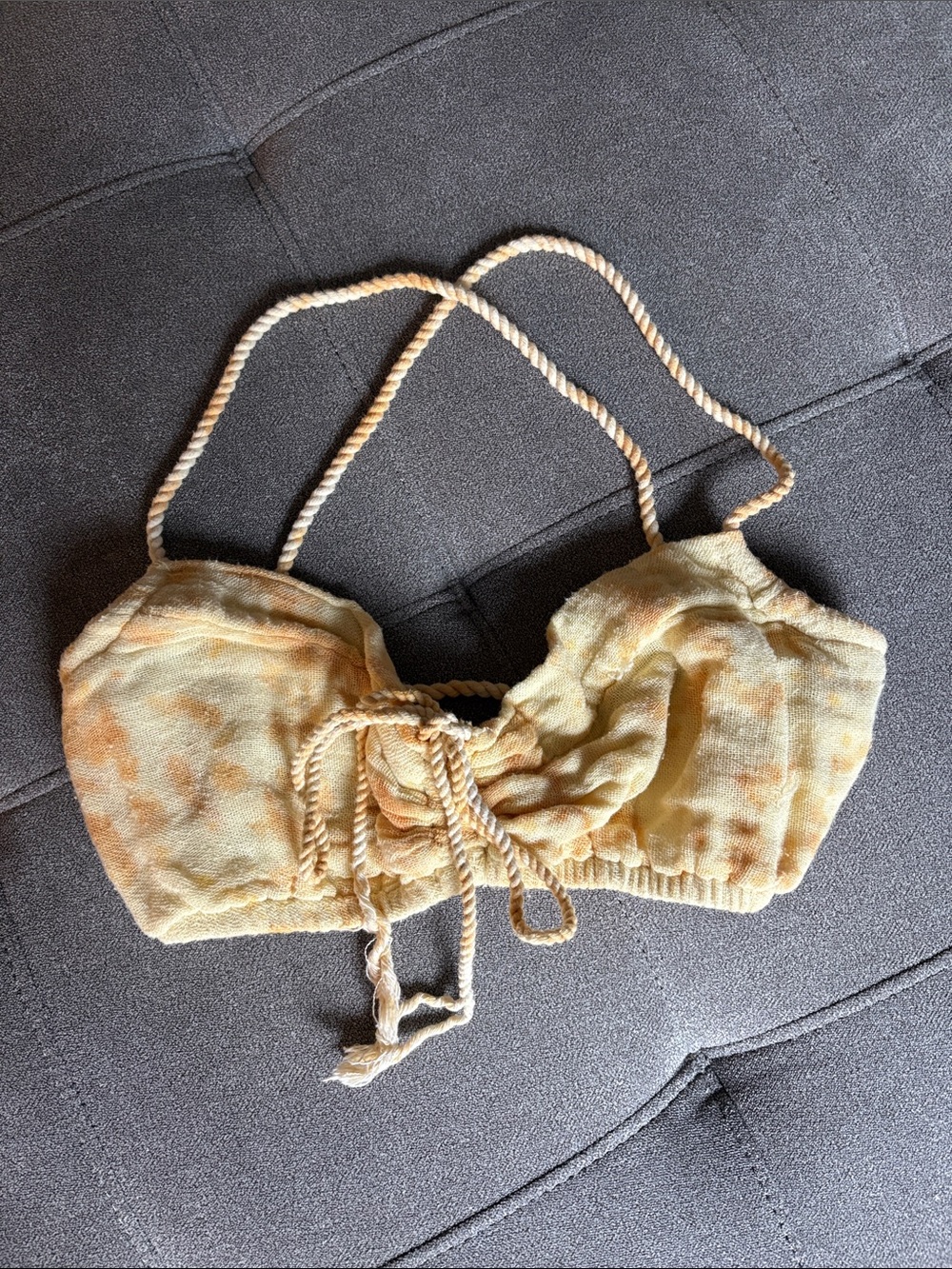 Free People Yellow Tie-Dye Ruched Bra Top